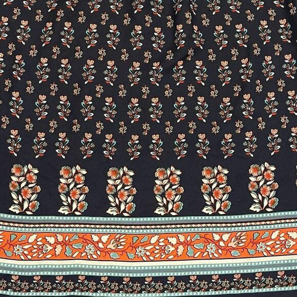 Terra Sky Sleeveless Blouse Navy / Pink Floral‎ Ruffle Neck Size 1X 16W-18W NWT - Picture 7 of 9